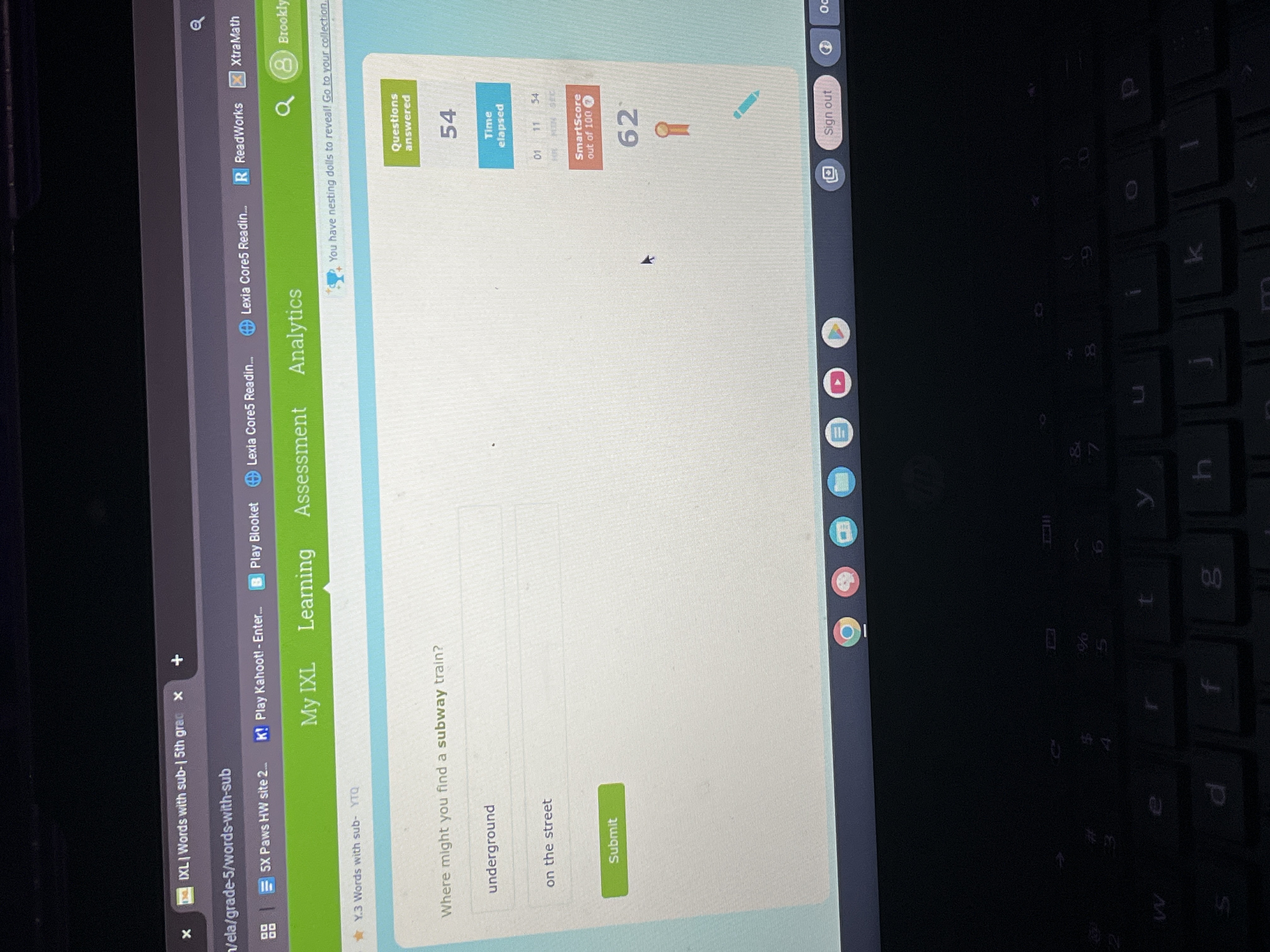 Where might you find a subway train? underground