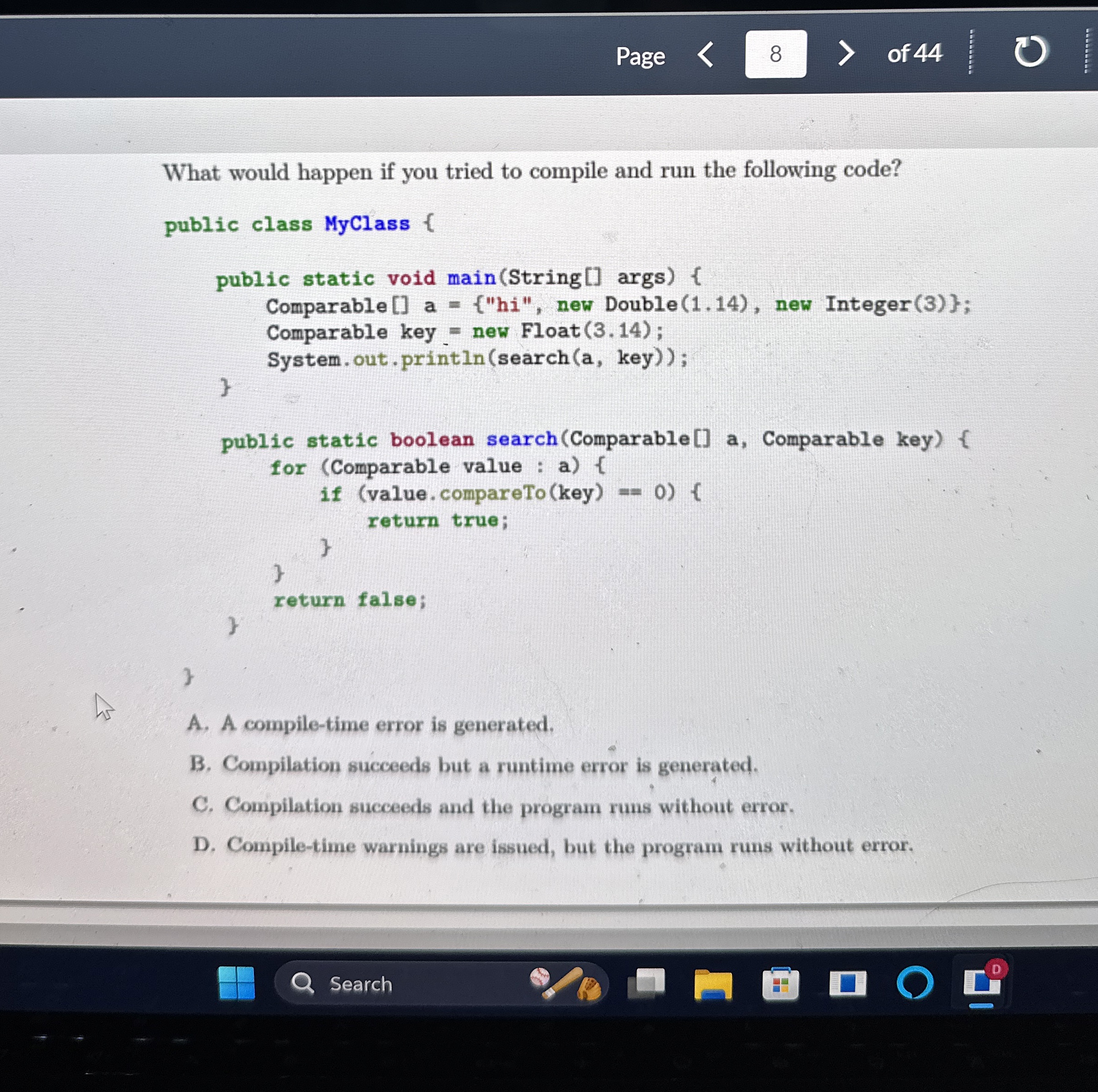 What would happen if you tried to compile and run