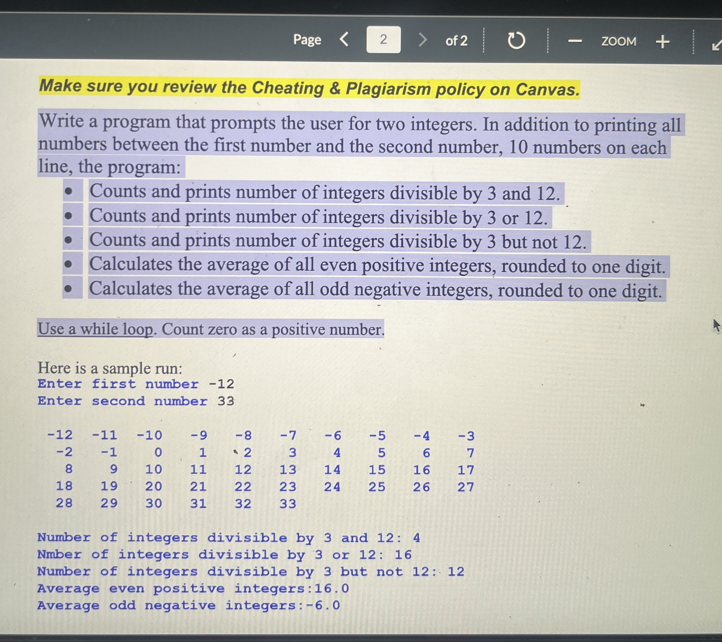 Make sure you review the Cheating & Plagiarism