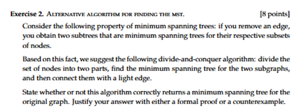 Exercise 2 . Alternative algorithm for finding