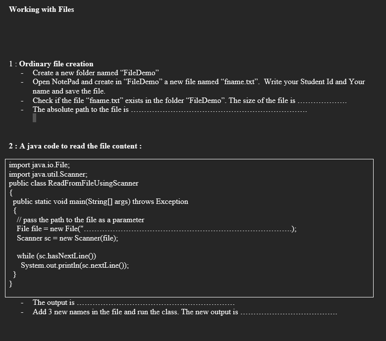The output is Add 3 new names in the file and run