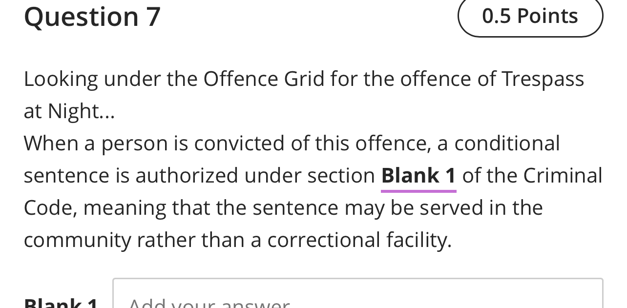 Question 7 Looking under the Offence Grid for the