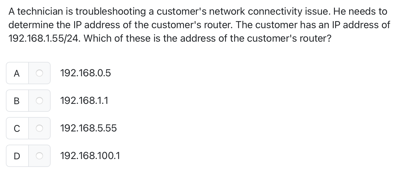 A technician is troubleshooting a customer's