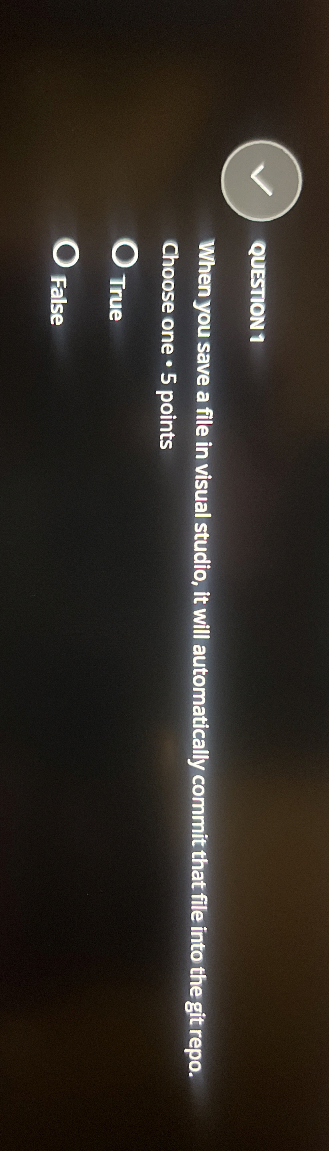 QUESTION 1 When you save a file in visual studio,