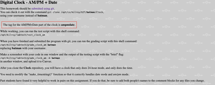 Digital Clock - AM / PM + Date This homework
