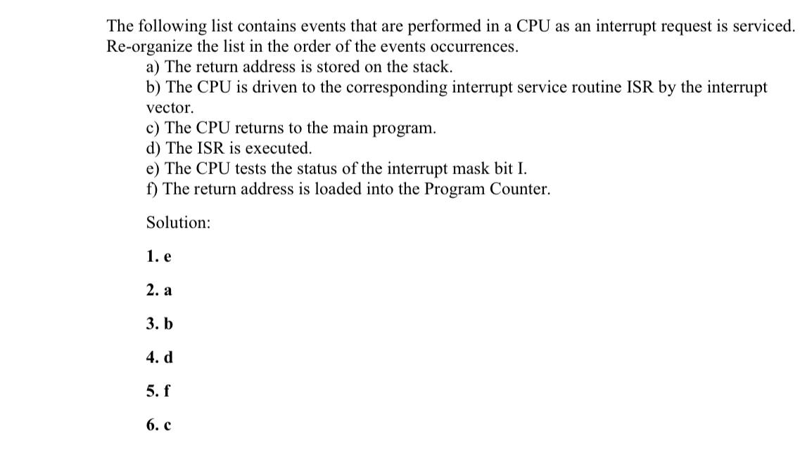 The following list contains events that are