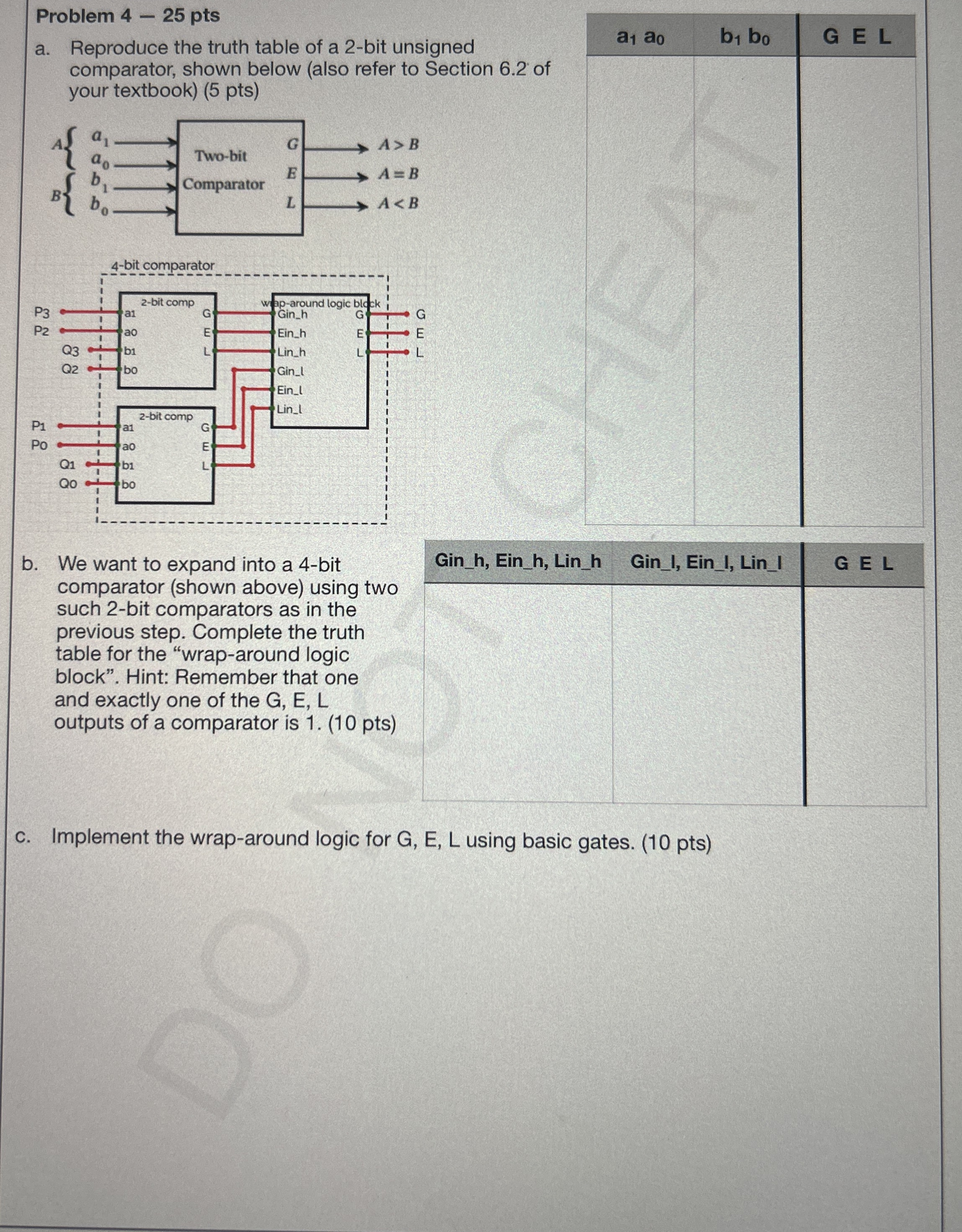 Problem 4 - 2 5 pts a . Reproduce the truth table