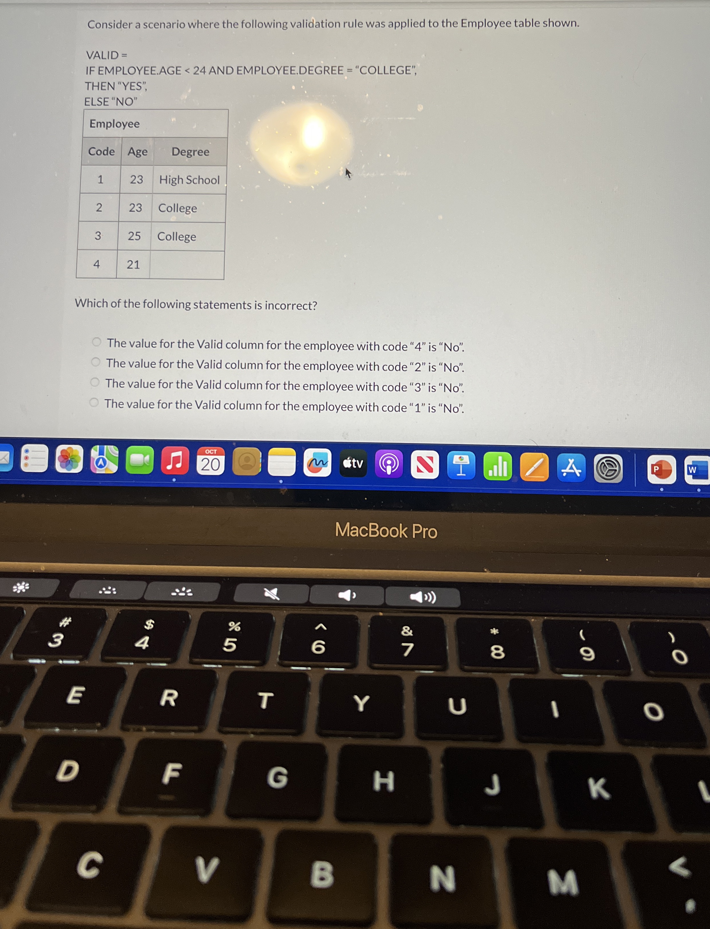 Consider a scenario where the following