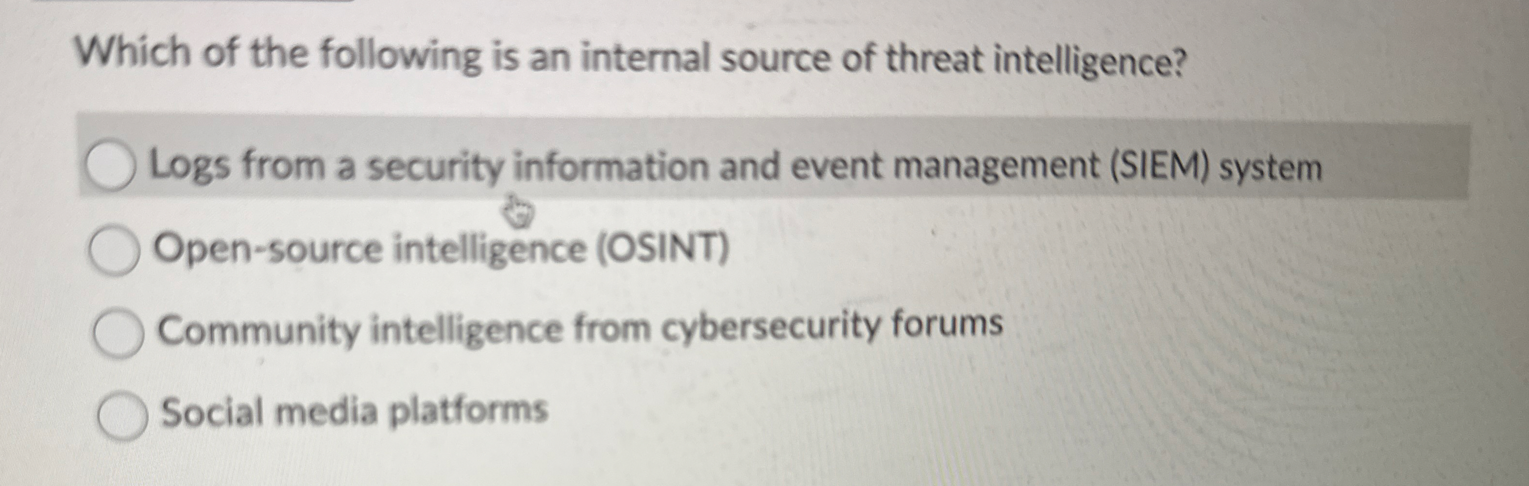 Which of the following is an internal source of