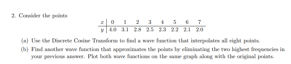 Please code this in Julia 2 . Consider the points