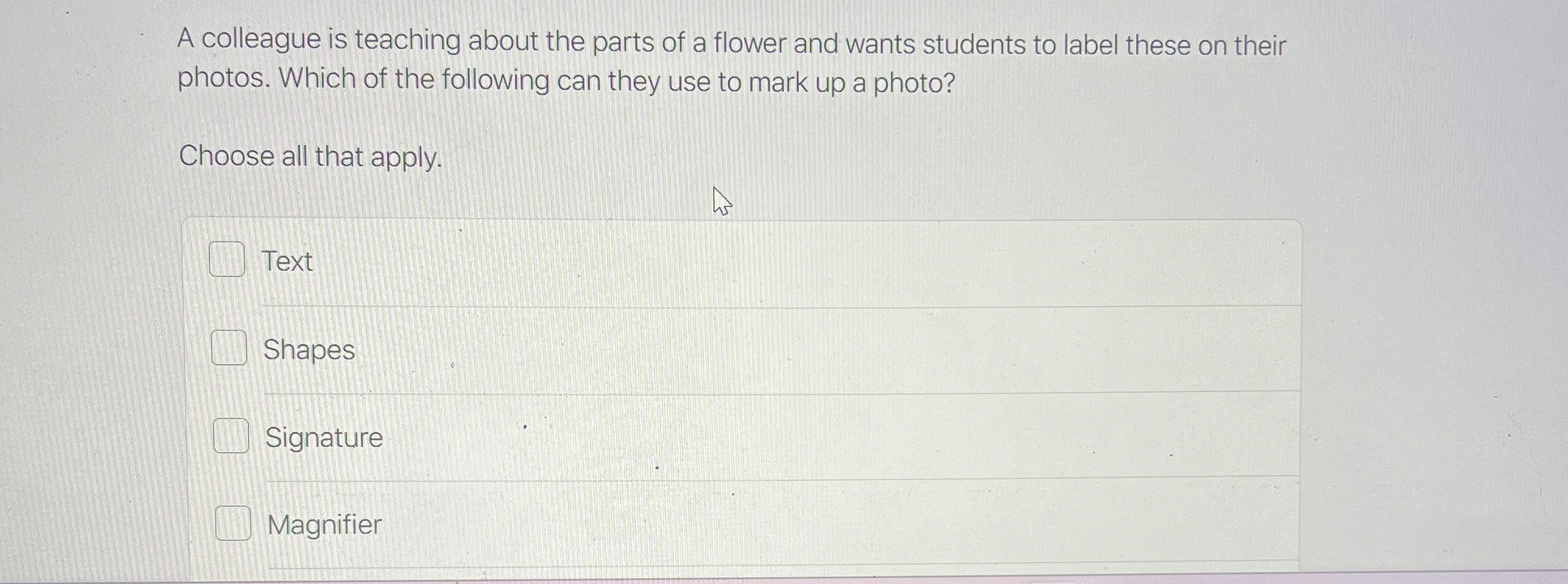 A colleague is teaching about the parts of a