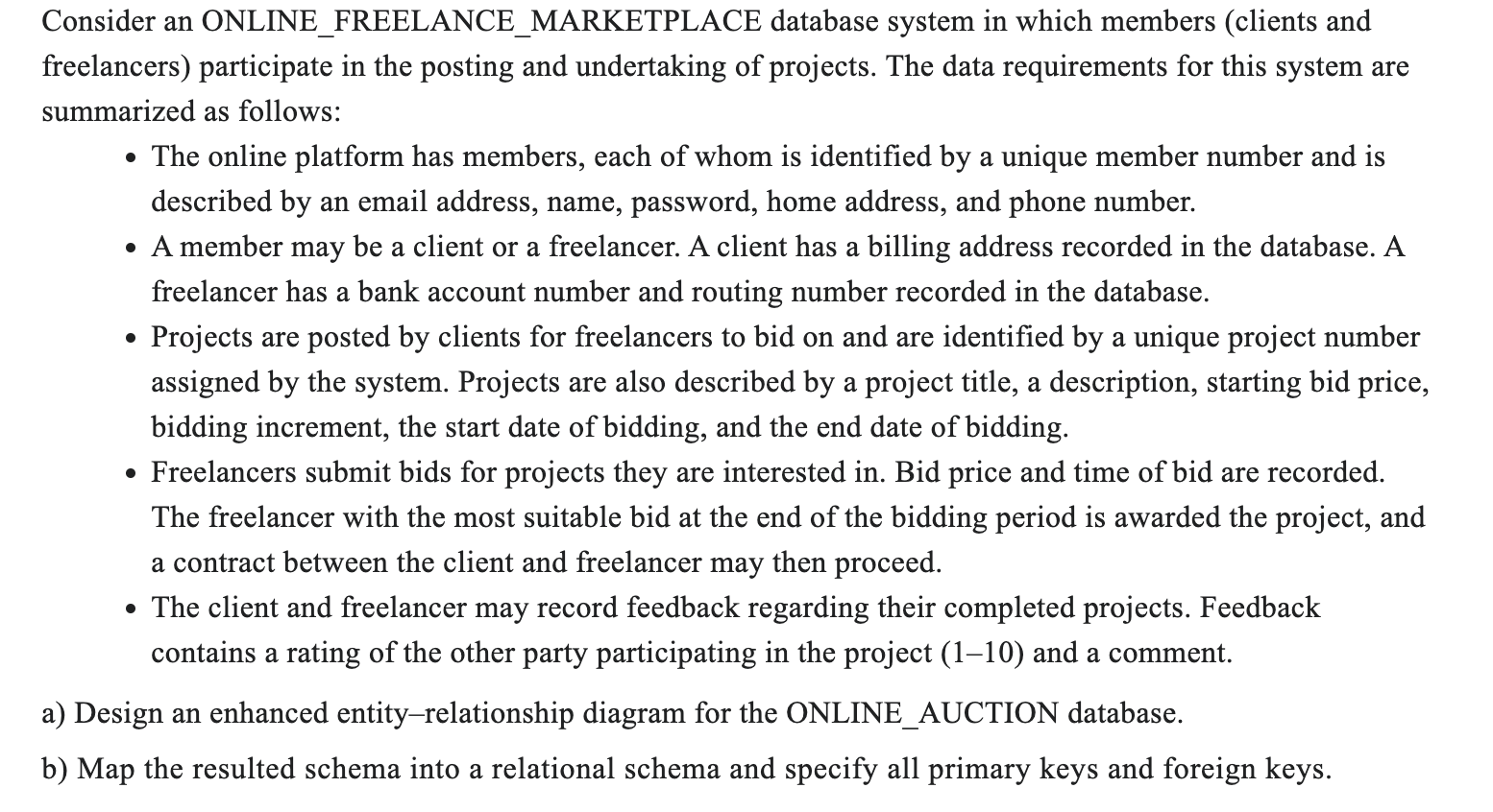 Consider an ONLINE _ FREELANCE _ MARKETPLACE