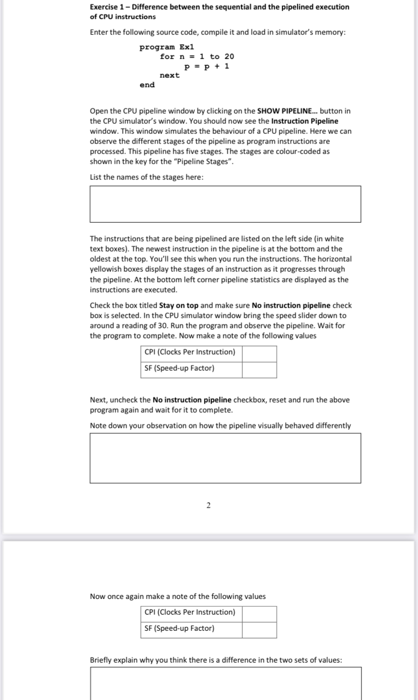 Exercise 1 - Difference between the sequential