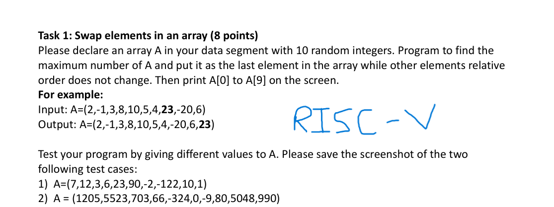 IN RISC - V Task 1 : Swap elements in an array (