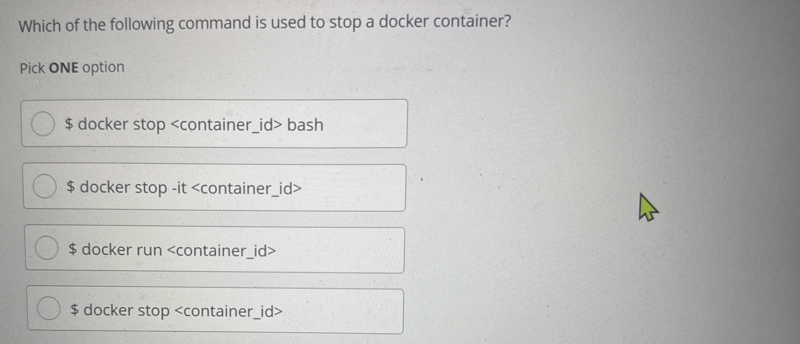 Which of the following command is used to stop a