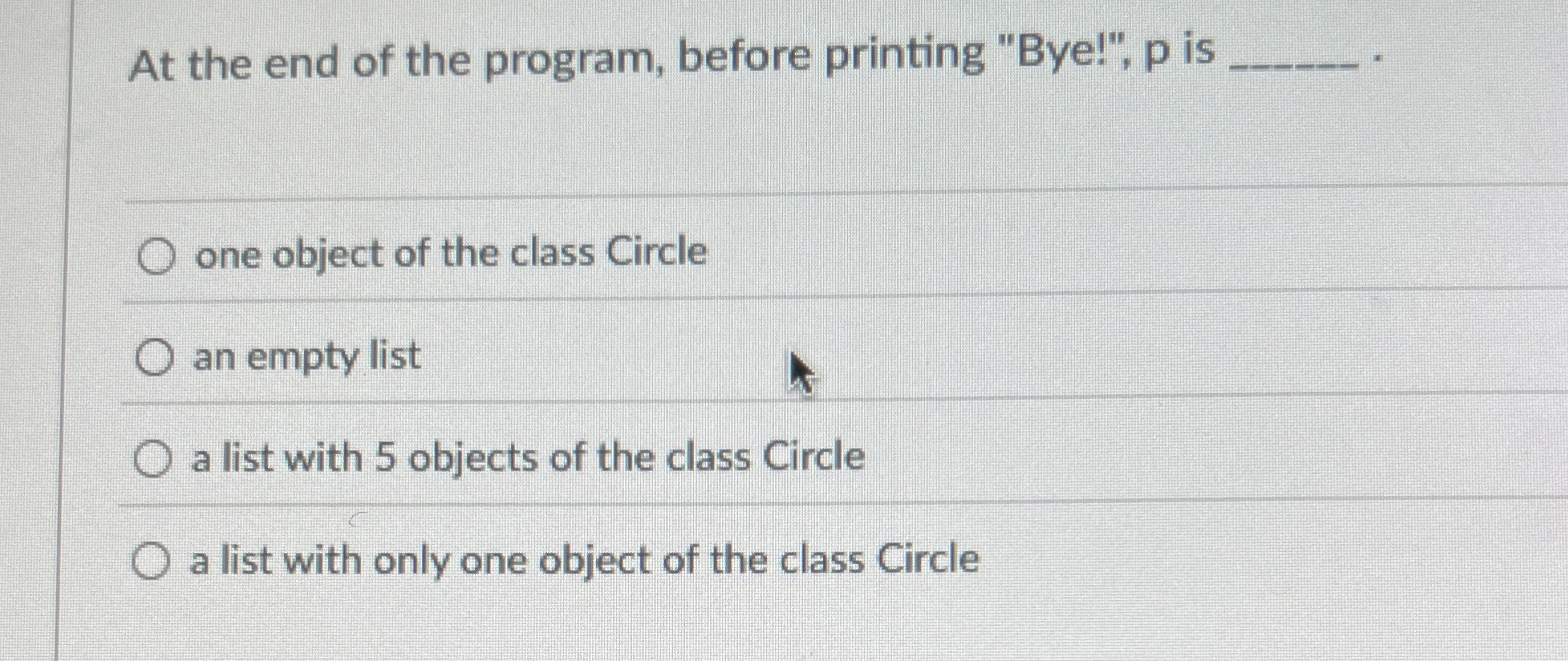 At the end of the program, before printing