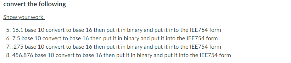 convert the following Show your work. 1 6 . 1