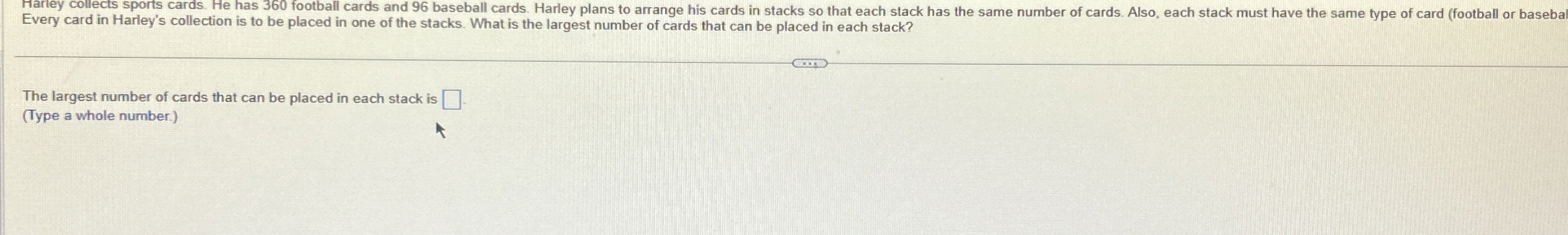 Every card in Harley's collection is to be placed