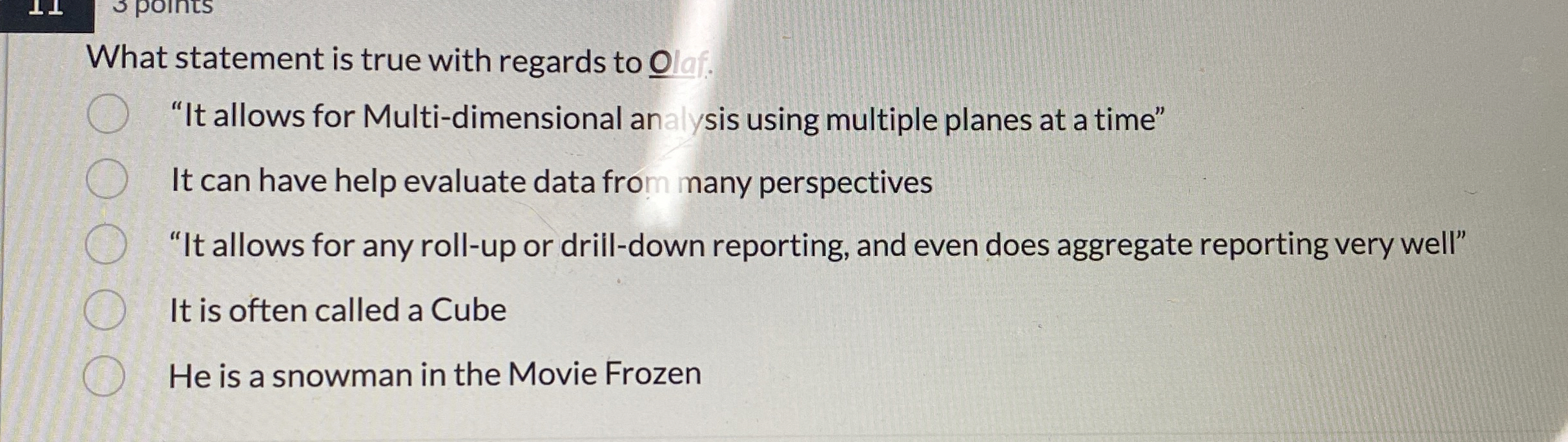 What statement is true with regards to O ? laf. "