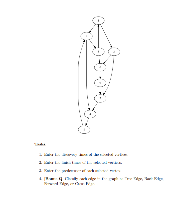 Tasks: 1 . Enter the discovery times of the