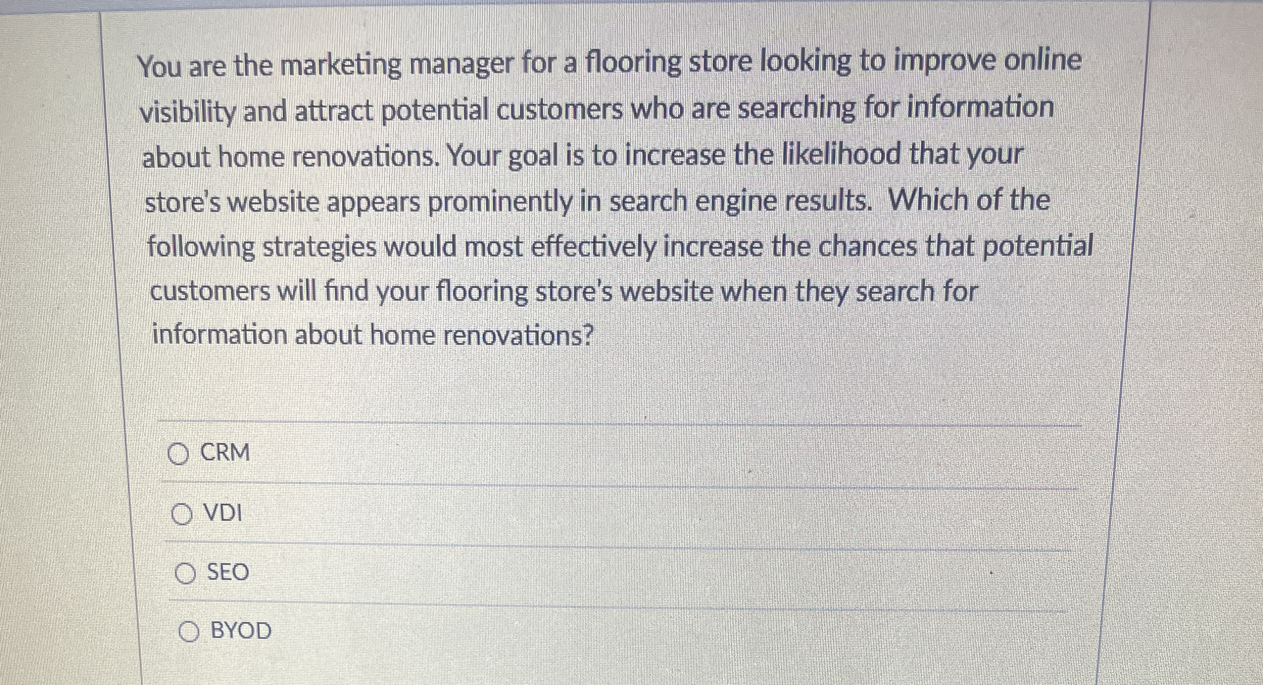 You are the marketing manager for a flooring