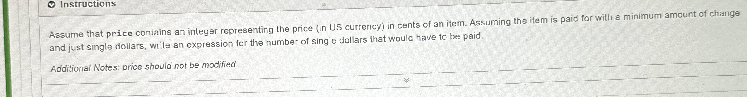 Instructions Assume that price contains an