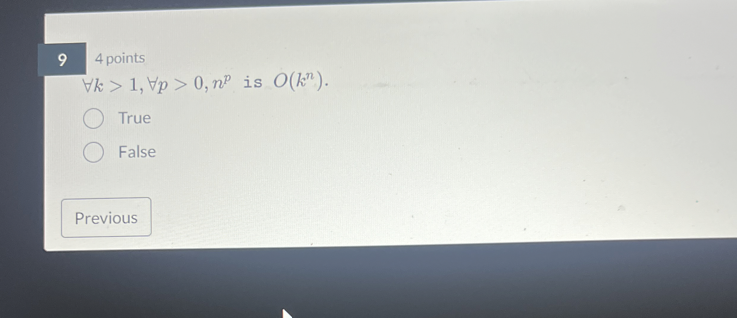 9 4 points AAk > 1 , AAp > 0 , n p is O ( k n ) .