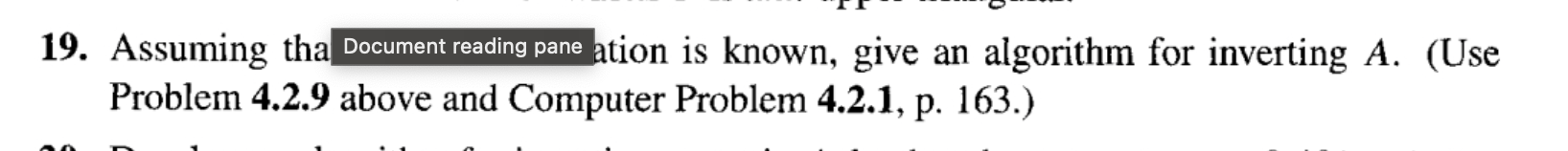 Assuming tha Document reading pane ation is