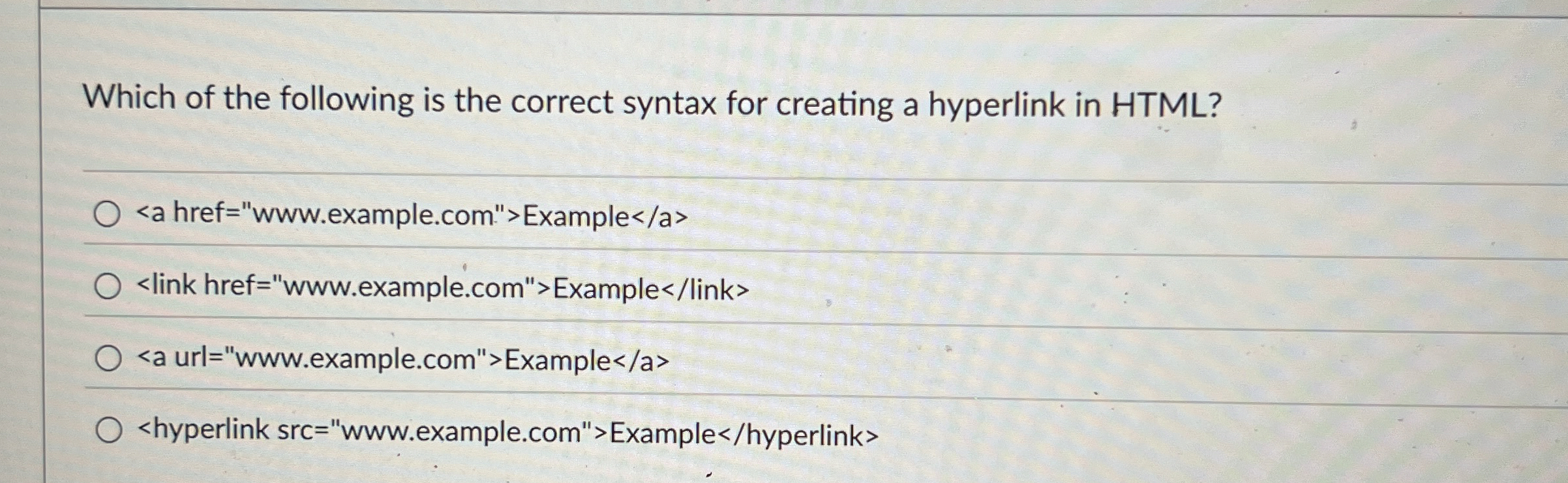 Which of the following is the correct syntax for