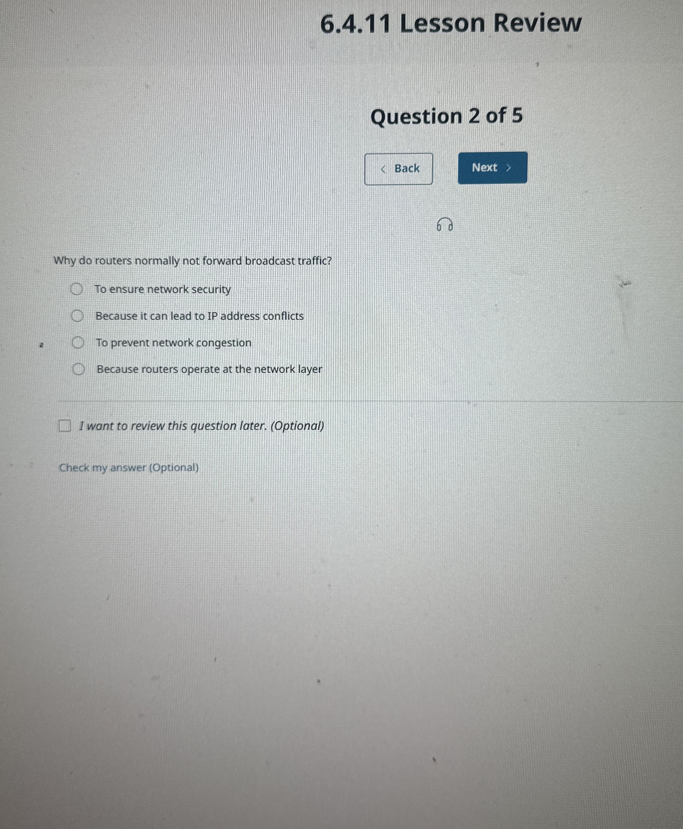 6 . 4 . 1 1 Lesson Review Question 2 of 5 Back 6