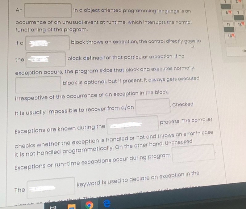 An In a object oriented programming language is