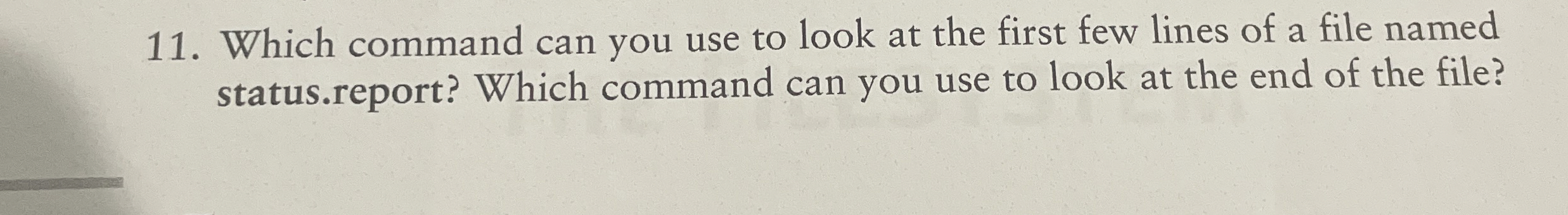 Which command can you use to look at the first