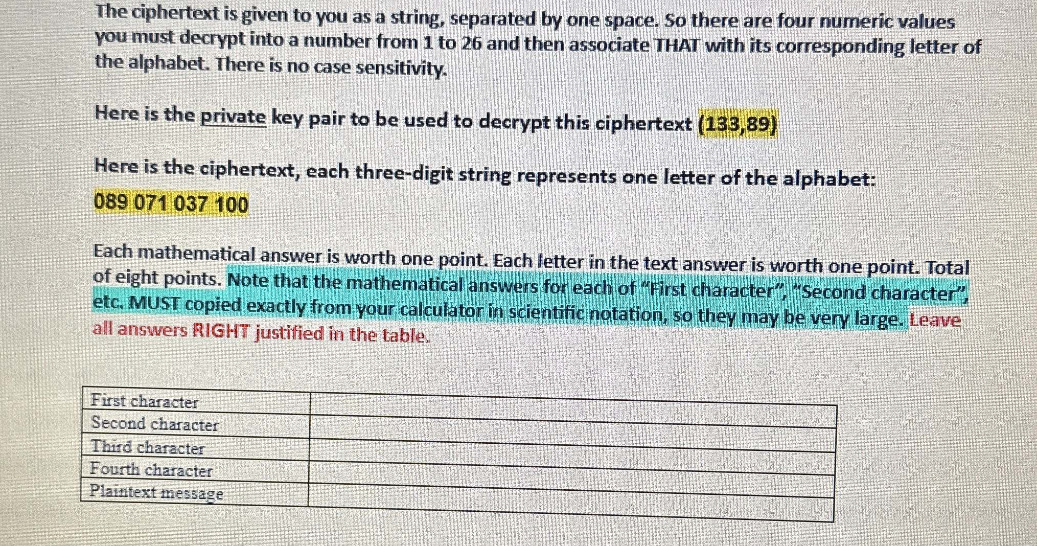 The ciphertext is given to you as a string,