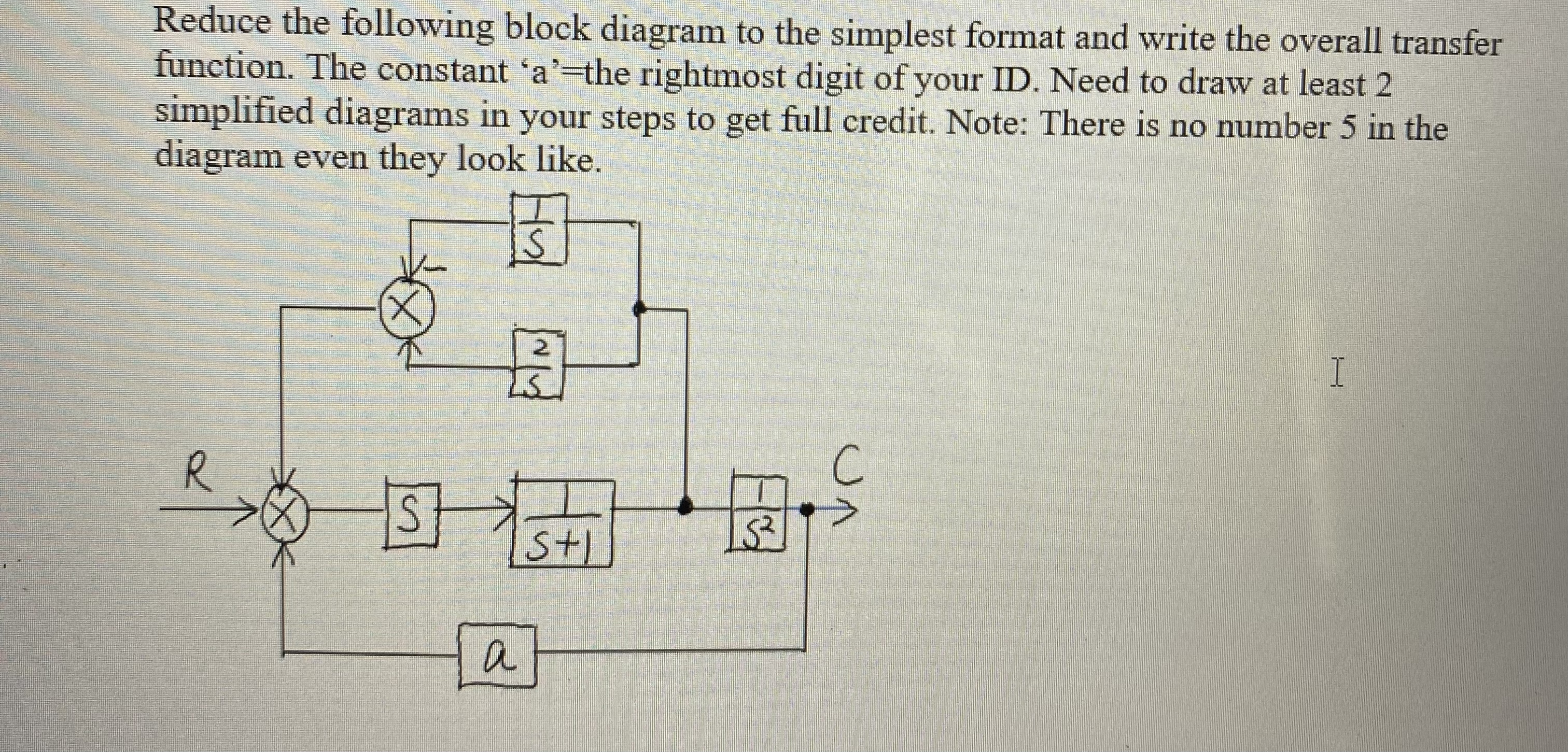 Reduce the following block diagram to the