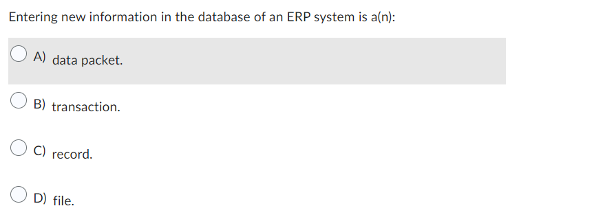 Entering new information in the database of an