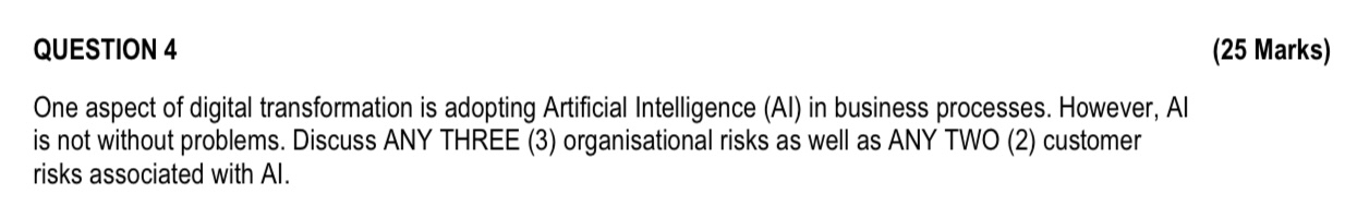 QUESTION 4 ( 2 5 Marks ) One aspect of digital