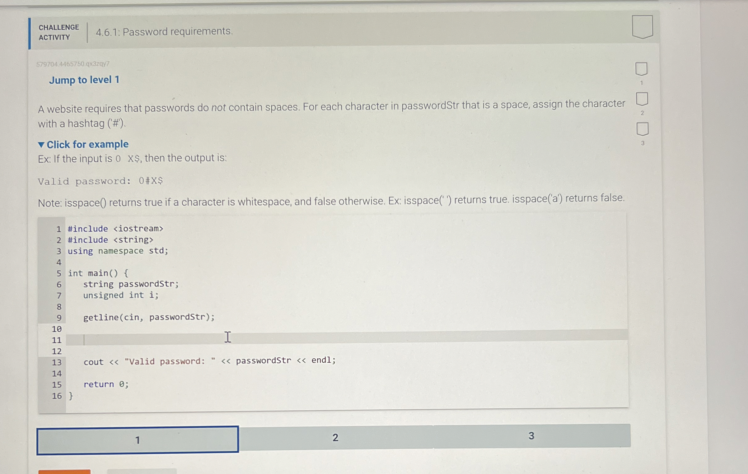 CHALLENGE ACTIVITY 4 . 6 . 1 : Password