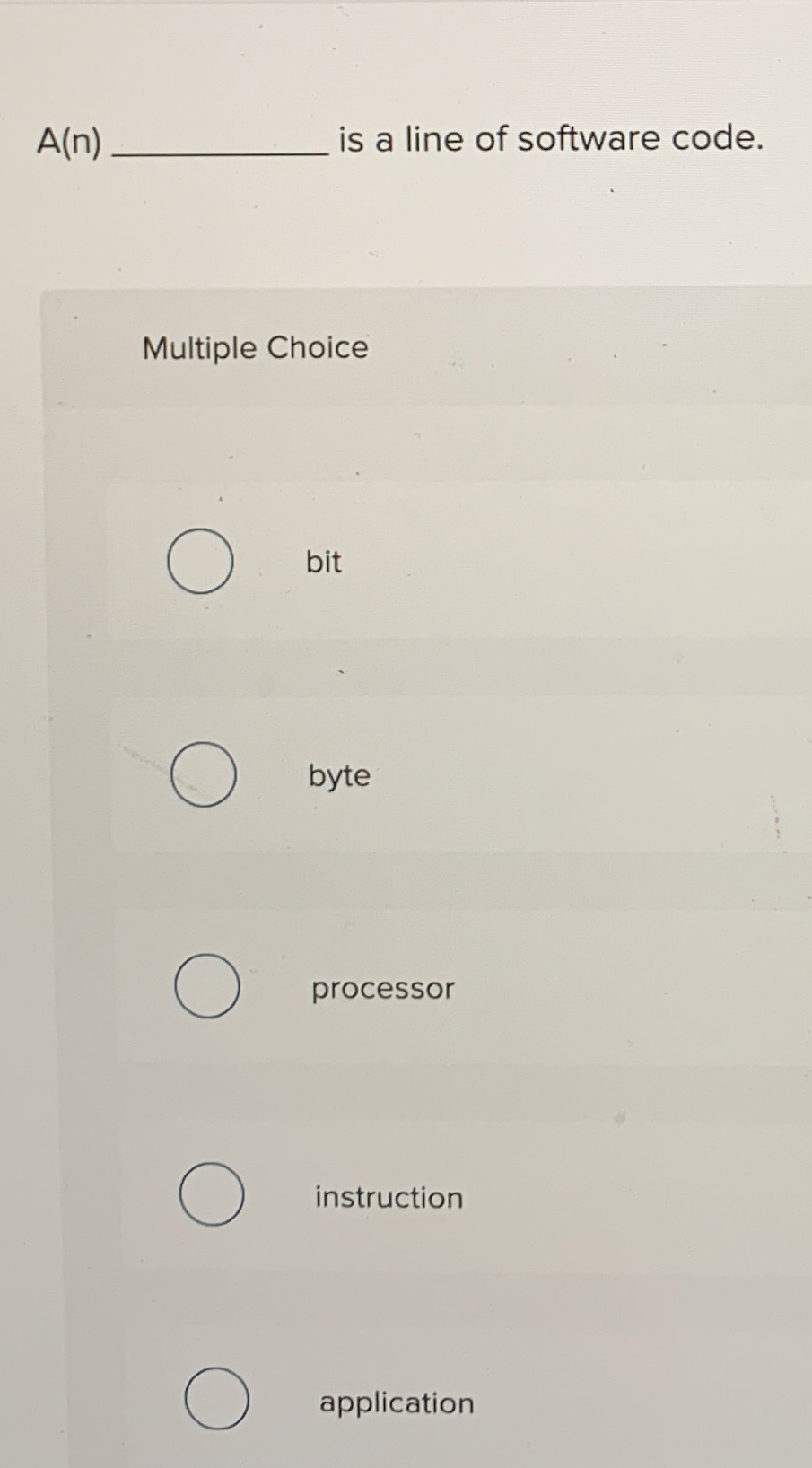 A ( n ) is a line of software code. Multiple
