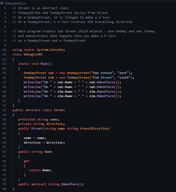 I need to debug this exercise in C# Please. I ran