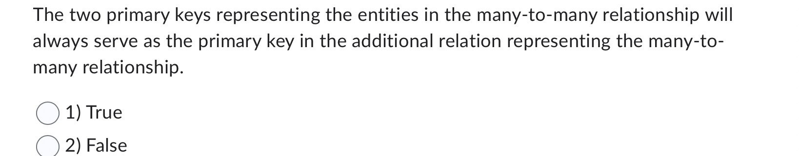 The two primary keys representing the entities in
