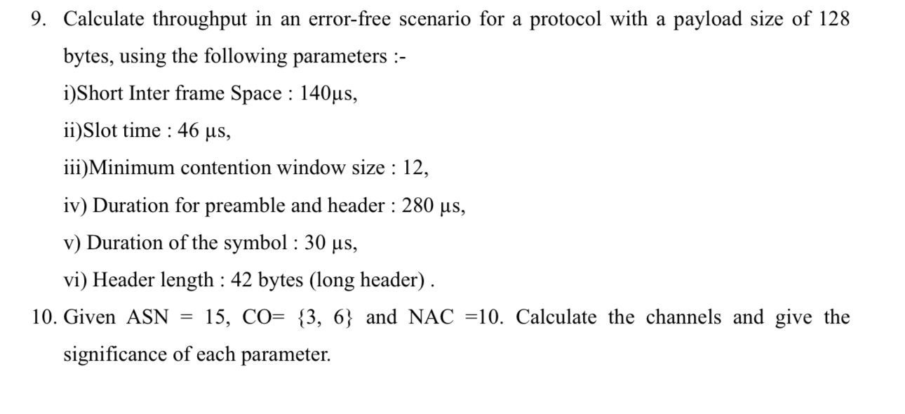 Calculate throughput in an error - free scenario