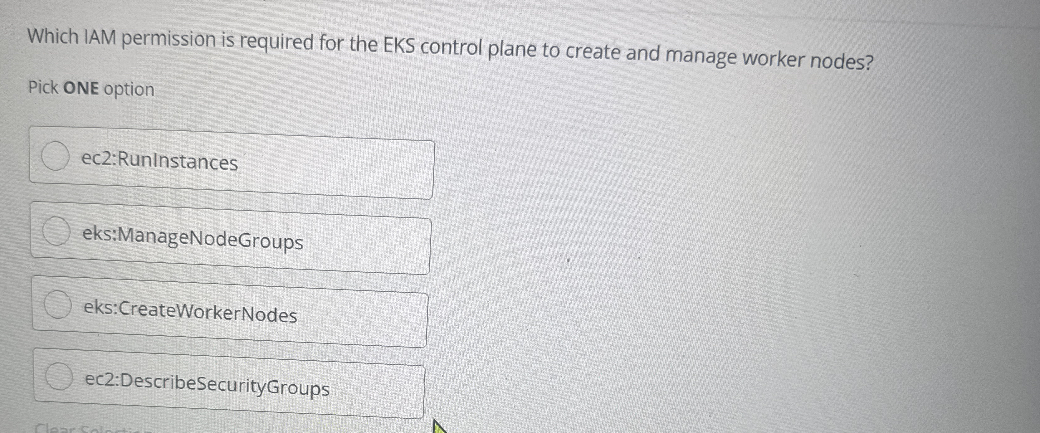 Which IAM permission is required for the EKS