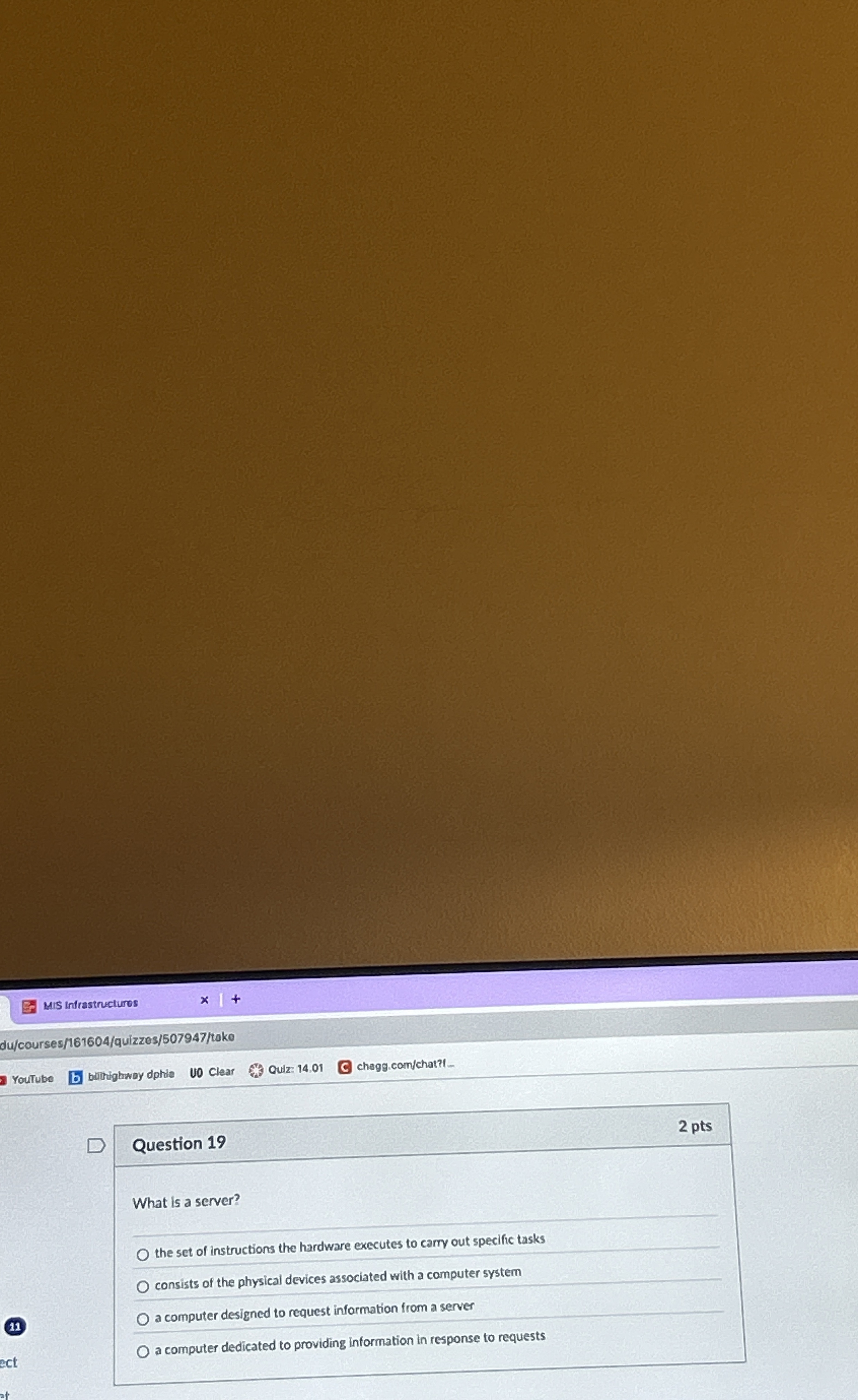 Question 1 9 What is a server? the set of