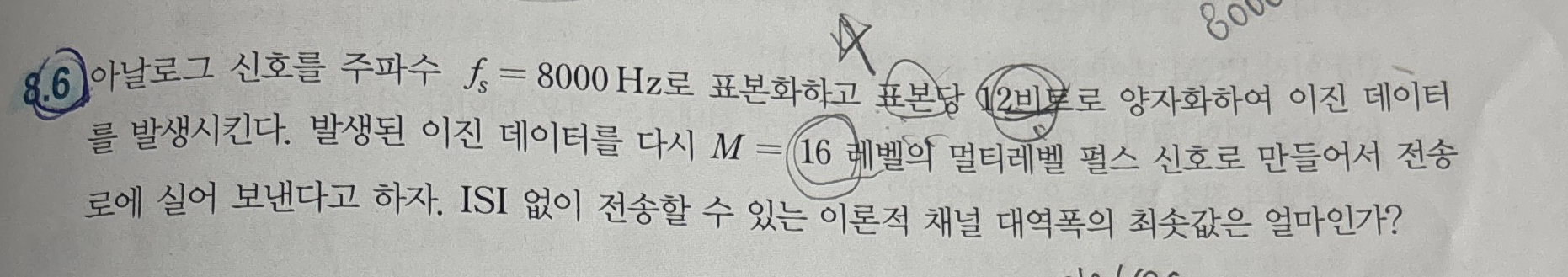 8 . 6 ) f s = 8 0 0 0 H z 2 . M = 1 6 . Isi ?