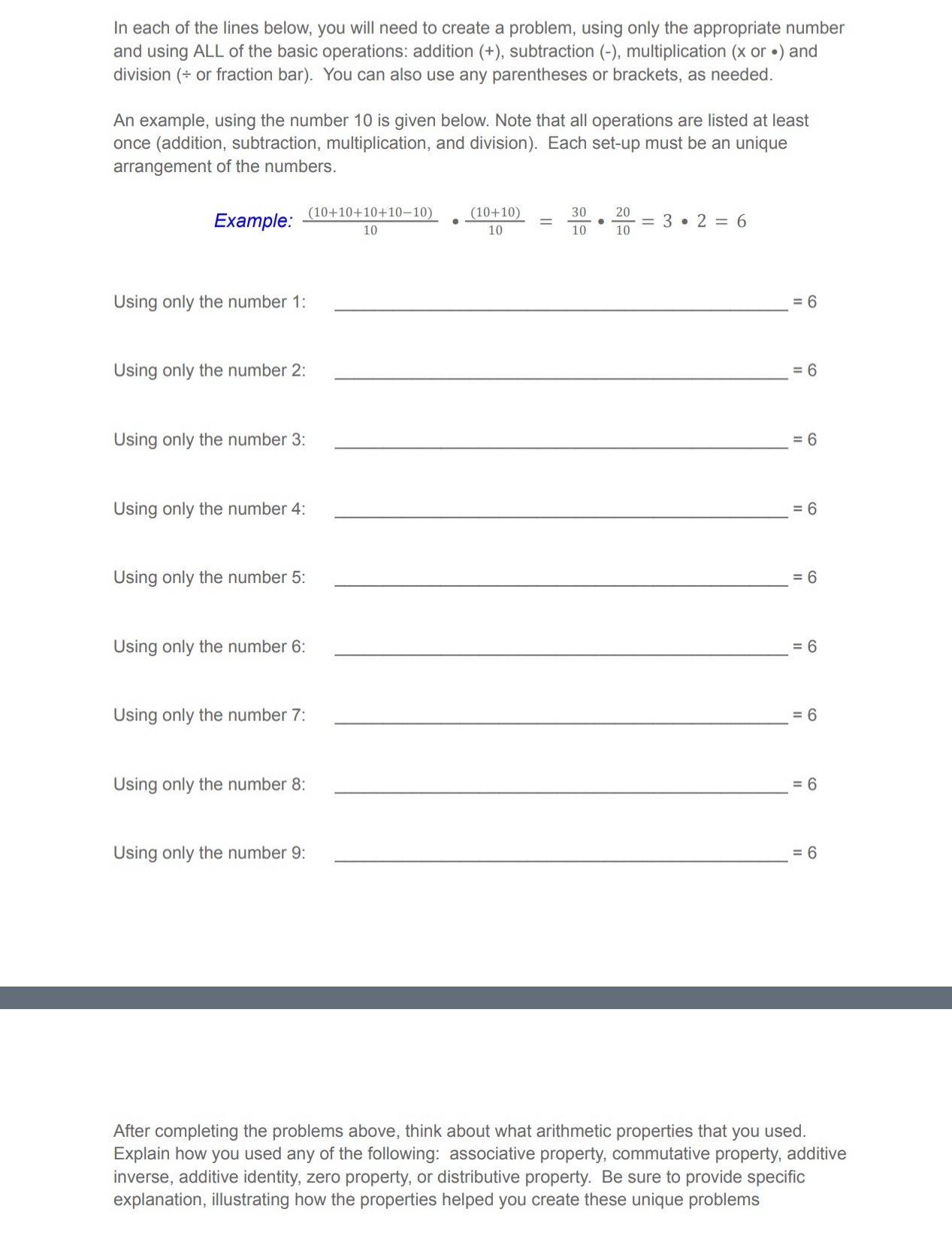In each of the lines below, you will need to
