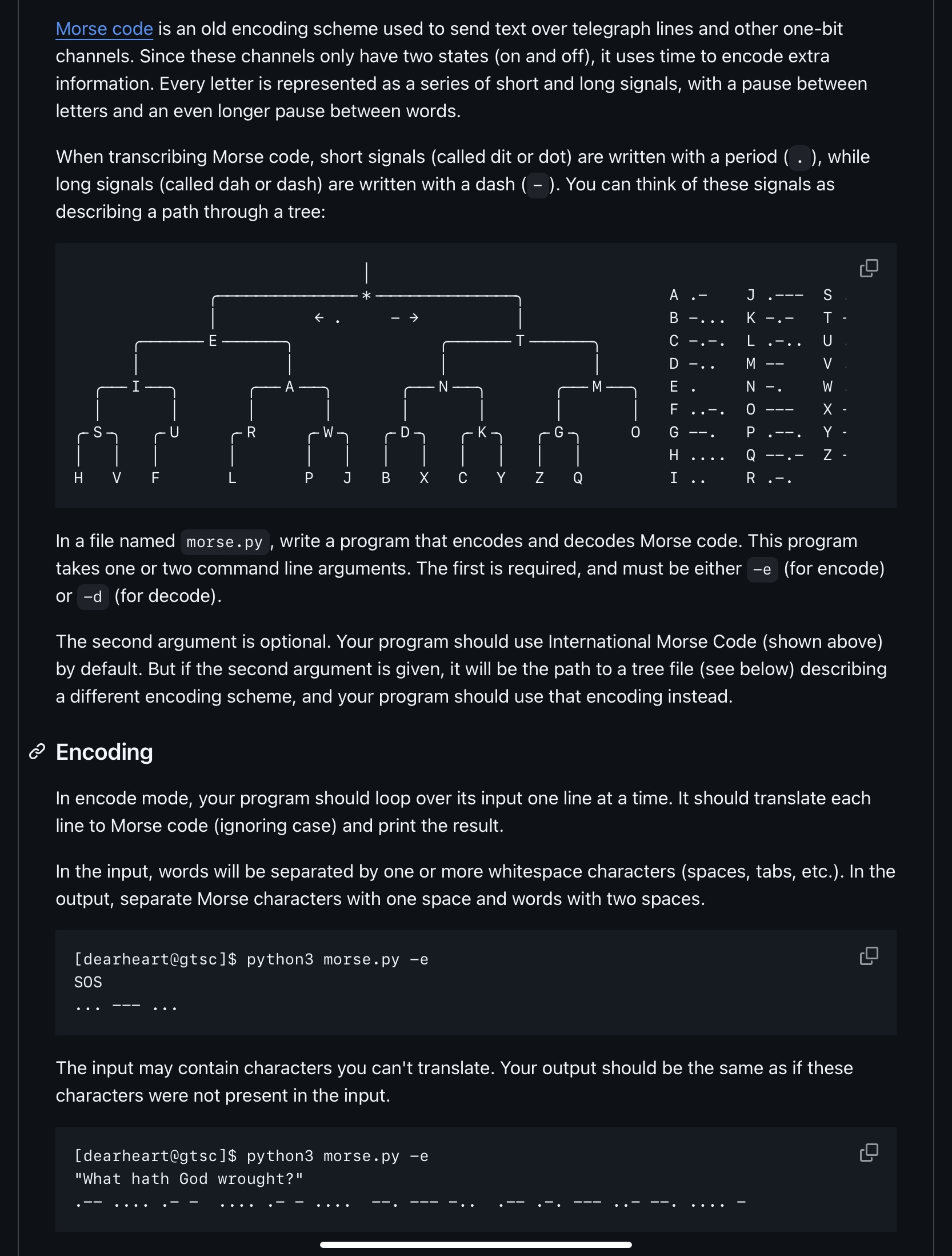 Help with python code Morse code encoding and