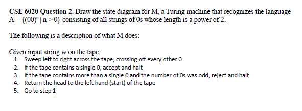 CSE 6 0 2 0 Question 2 . Draw the state diagram