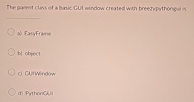 The parent class of a basic GUI window created