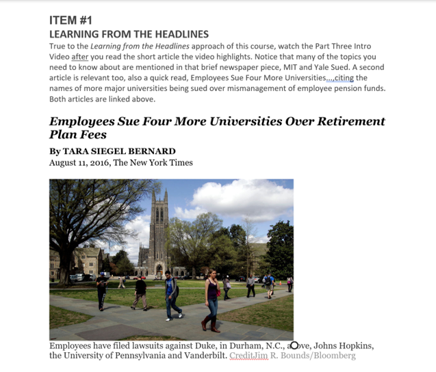 ITEM #1 LEARNING FROM THE HEADLINES True to the