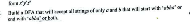 Build a DFA that will accept all strings of only